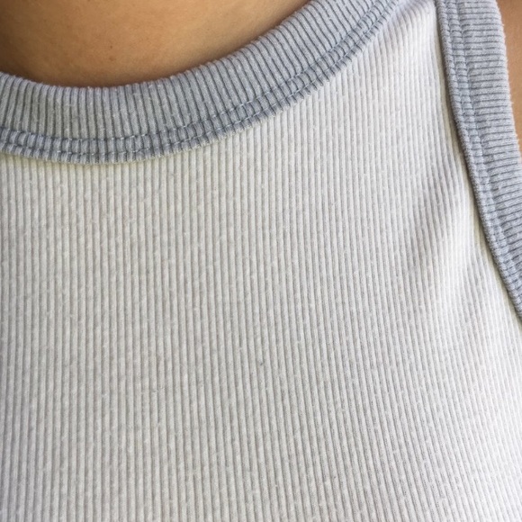 Brandy Melville Ribbed White and Blue top - Picture 3 of 3